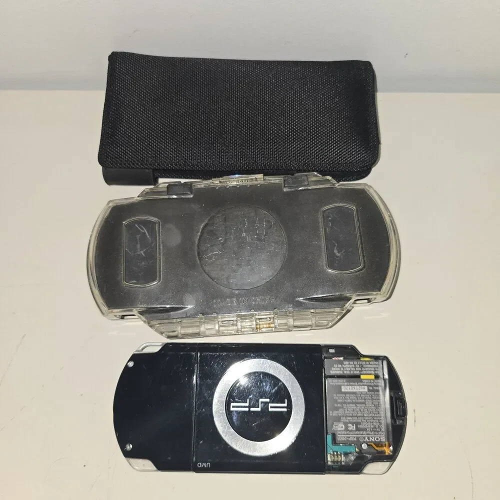Sony PSP 2001 Black Needs Battery And Cover  Game Case 1 Game No Power Cable